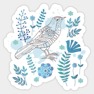 Bird with flowers Sticker